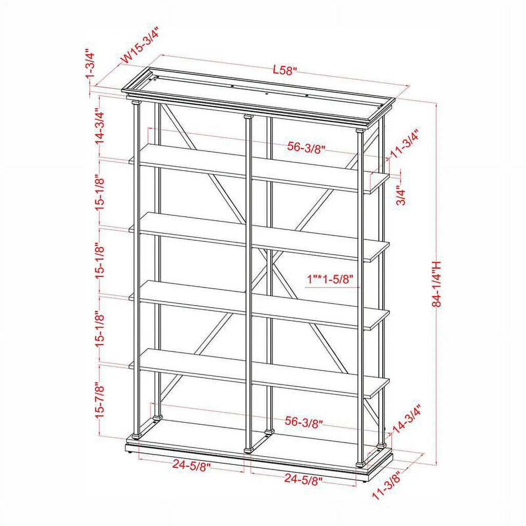 Antique Blue 58-Inch Industrial Metal Bookcase J696913