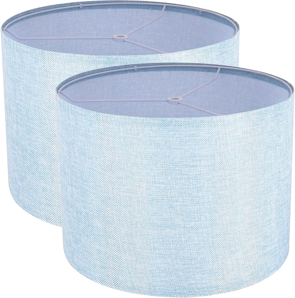Blue 13" x 13" x 10" Drum Fabric Lamp Shades Set of 2 F43863