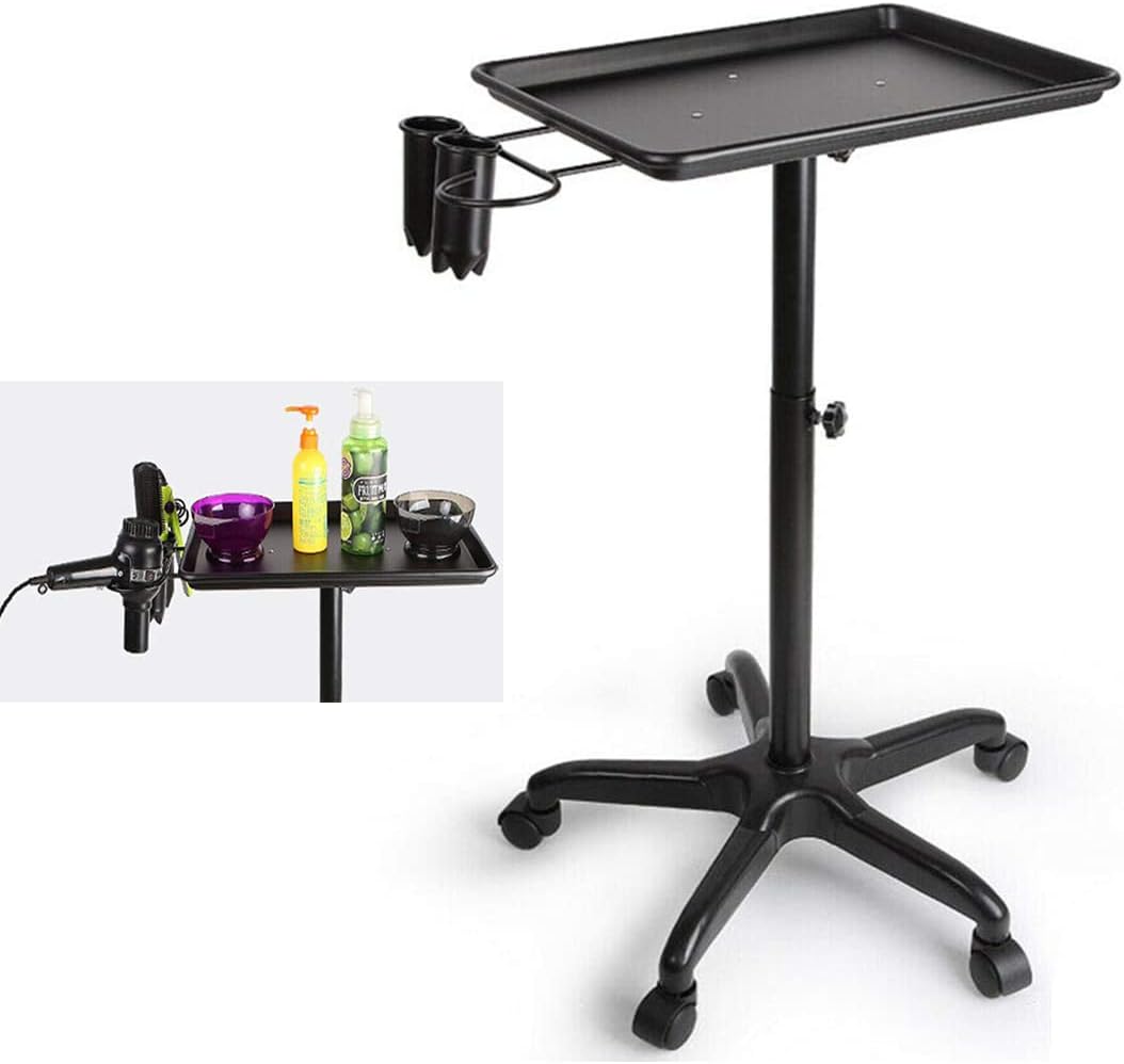 Black Height Adjustable Aluminum Salon Tray Cart U17591