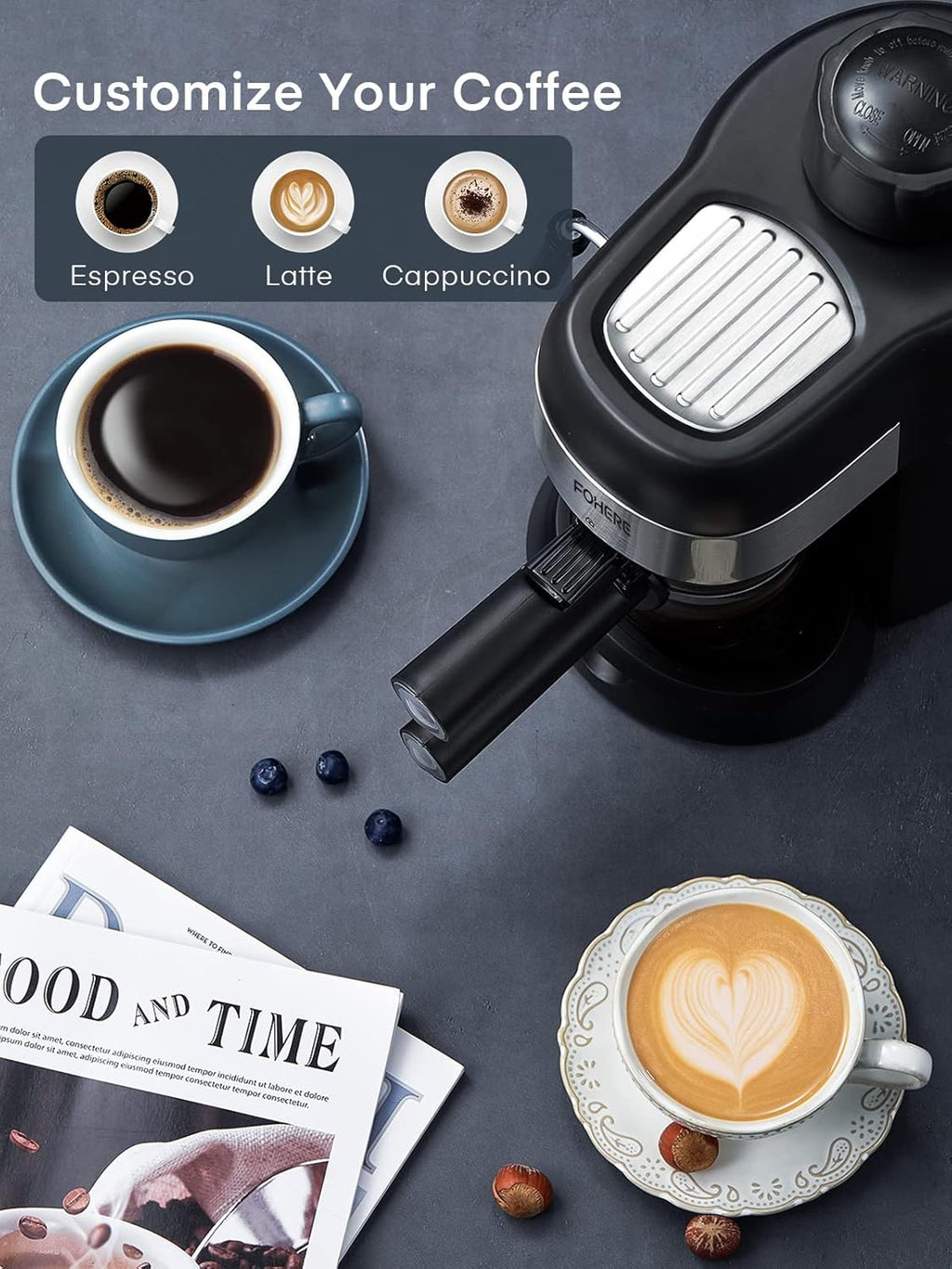 3.5 Bar 4 Cup Compact Espresso Machine with Milk Frother W46940