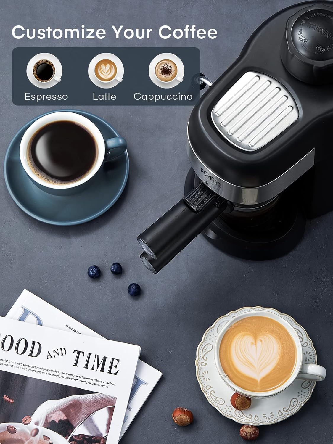 3.5 Bar 4 Cup Compact Espresso Machine with Milk Frother W46940