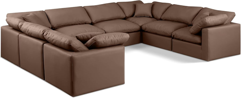 Brown Vegan Leather Sectional E49041