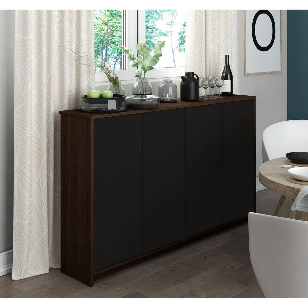 4 Door Storage Cabinet, Bark Gray/White Q30933