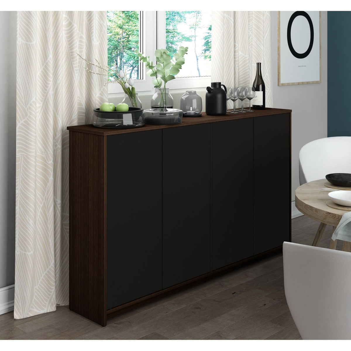 4 Door Storage Cabinet, Bark Gray/White Q30933