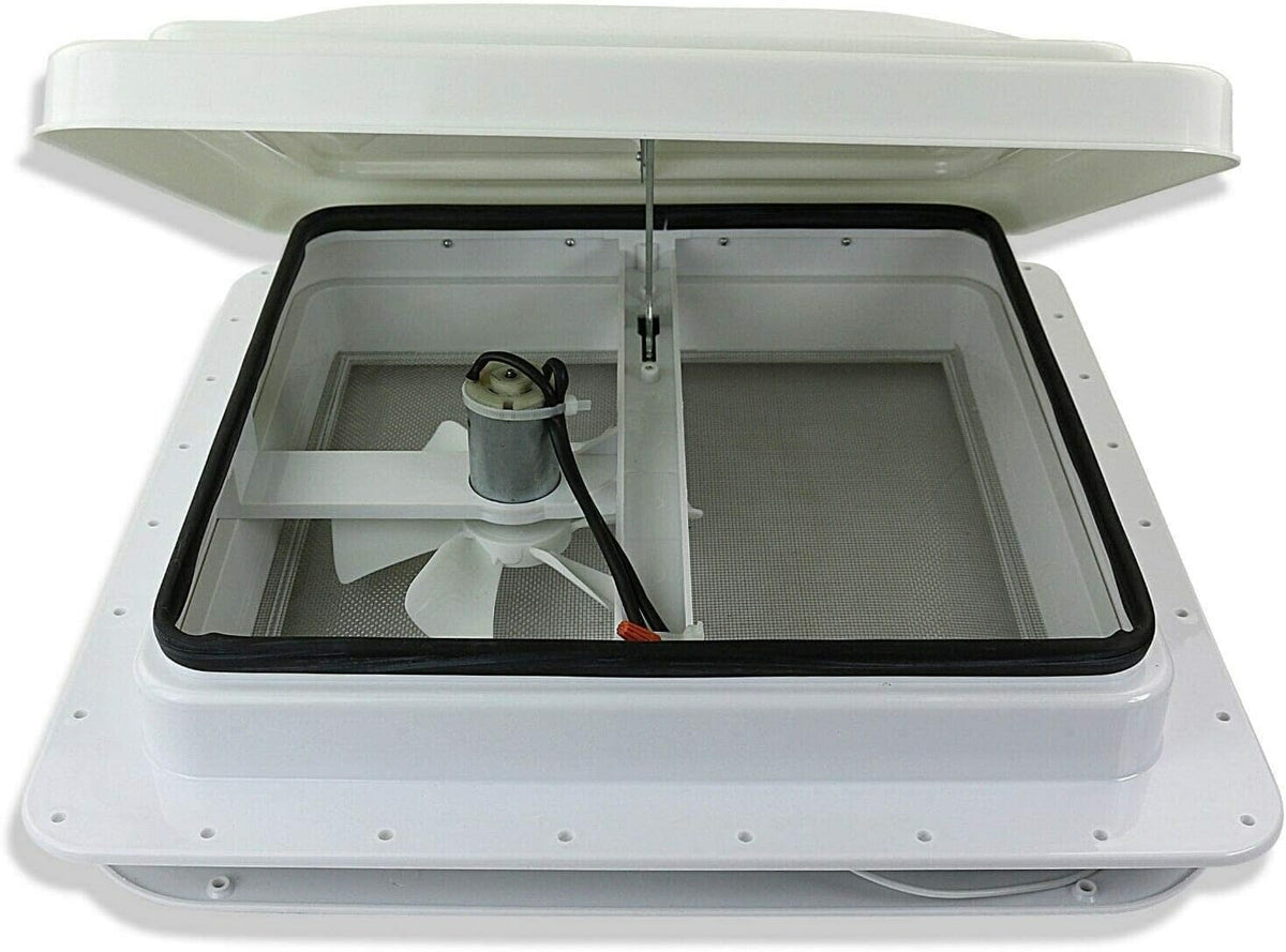 12 Volt RV Roof Vent Fan with White Lid Y286