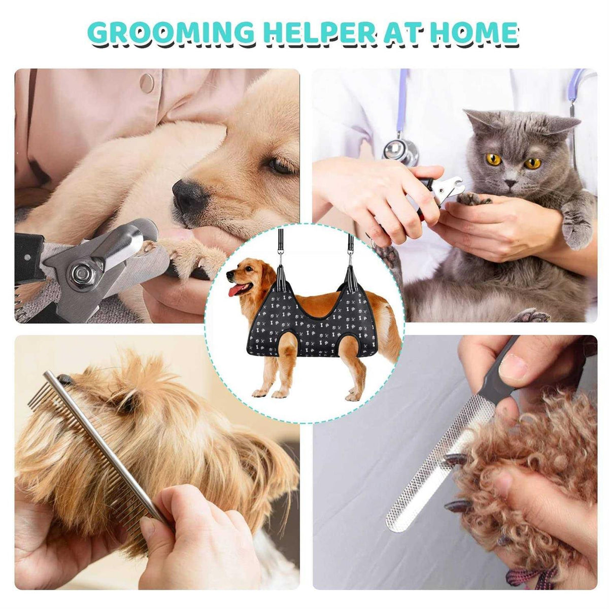 Pet Grooming Hammock Harness with Nail Clippers Trimmer Nail File O12882