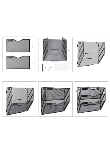 Black 3 Pocket Hanging Wall File Organizer A31090