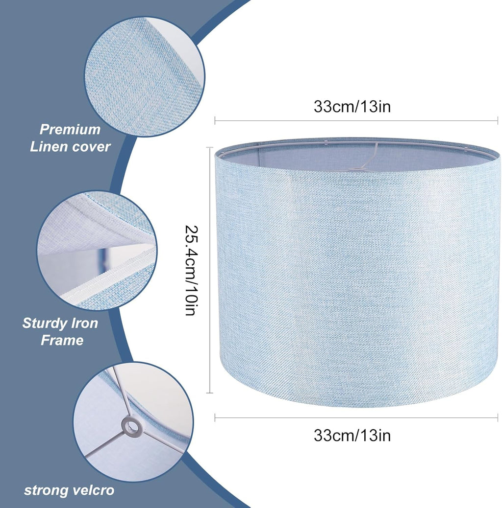 Blue 13" x 13" x 10" Drum Fabric Lamp Shades Set of 2 F43863