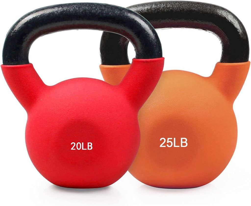Neoprene Coated Solid Cast Iron Kettlebell 20 25 30 35 40 45 50 LB, Pack of 2 O75196