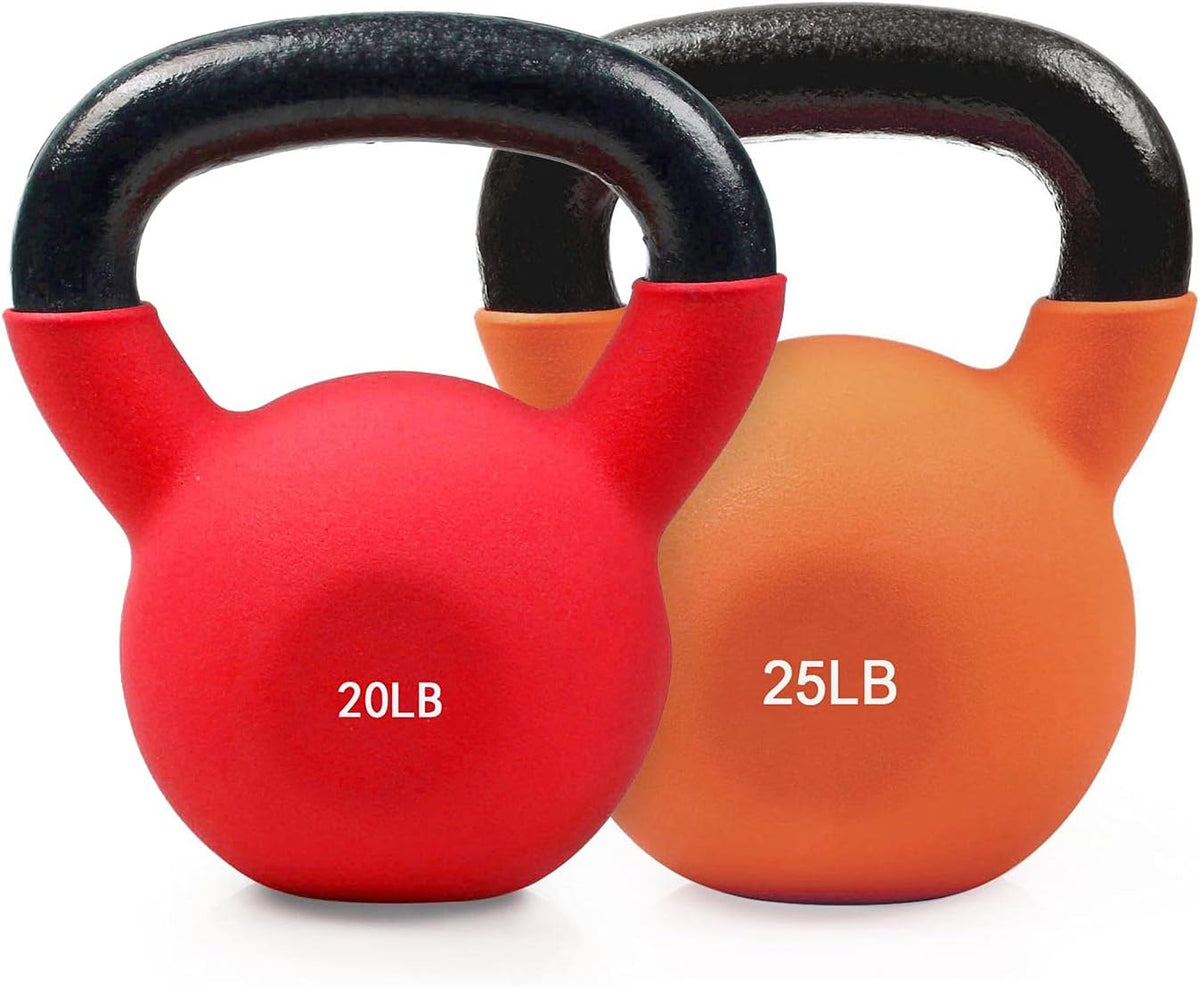 Neoprene Coated Solid Cast Iron Kettlebell 20 25 30 35 40 45 50 LB, Pack of 2 O75196