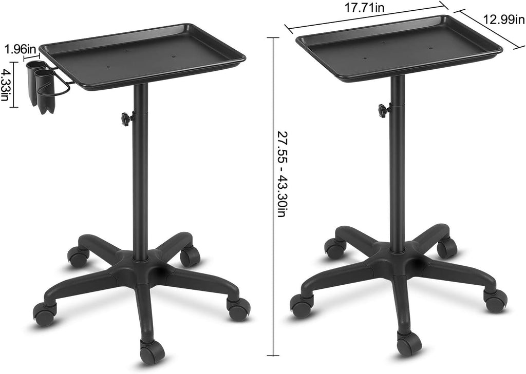 Black Height Adjustable Aluminum Salon Tray Cart U17591