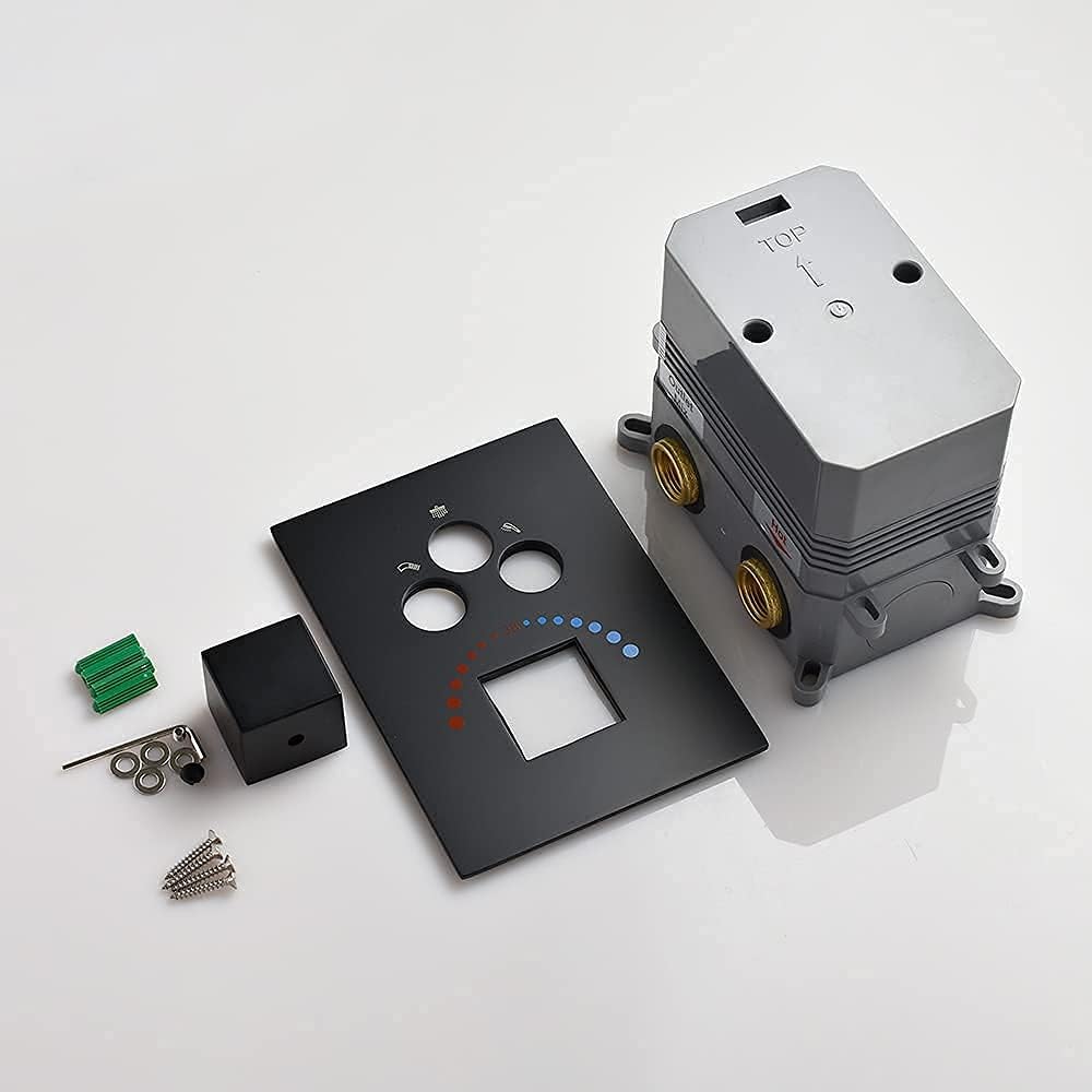 3-Way Thermostatic Shower Diverter Mixer Valve in Matte Black A396648