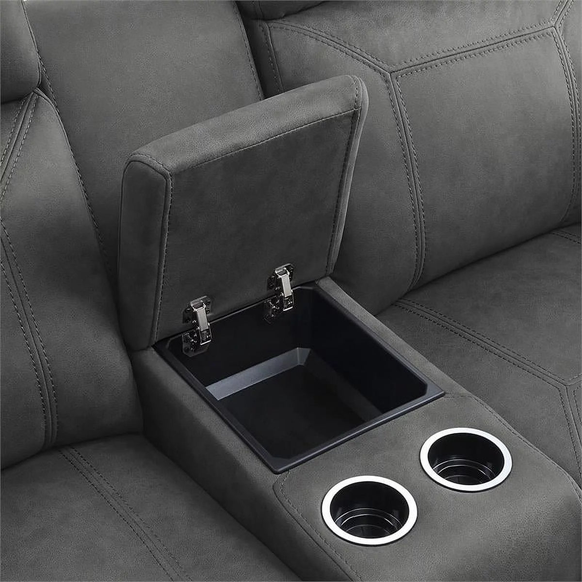 Gray Microfiber Double Glider Reclining Love Seat B265