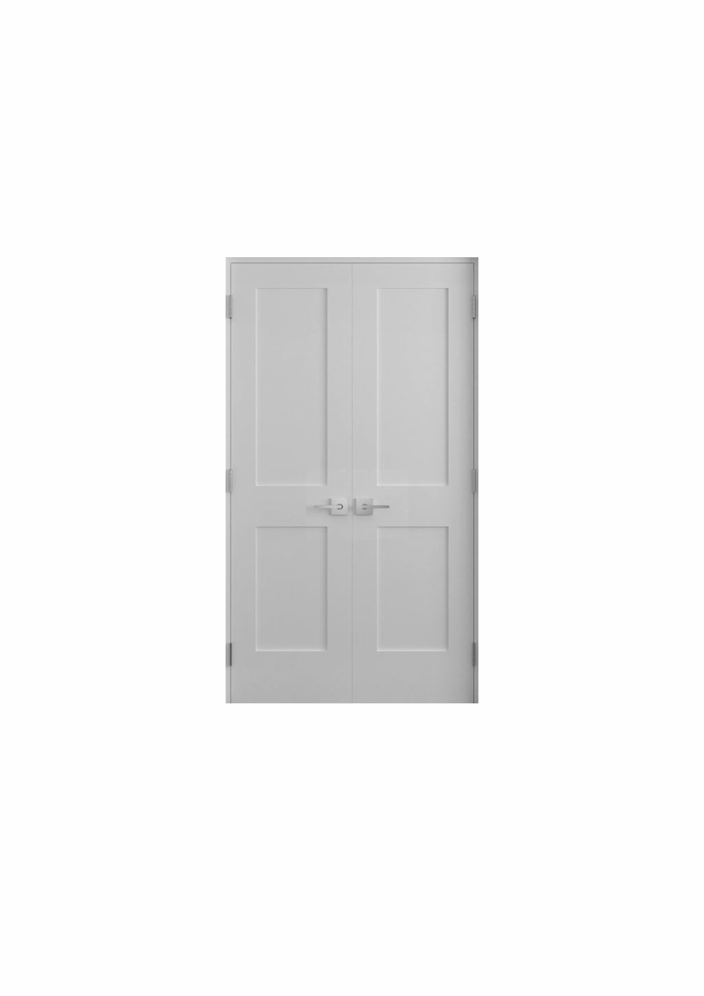 White Primed Double Prehung French Door with Black Hinges A30961