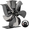 5 Blades Heat Powered Stove Fan with Magnetic Thermometer Aluminium Silver Pack of 2 J361897