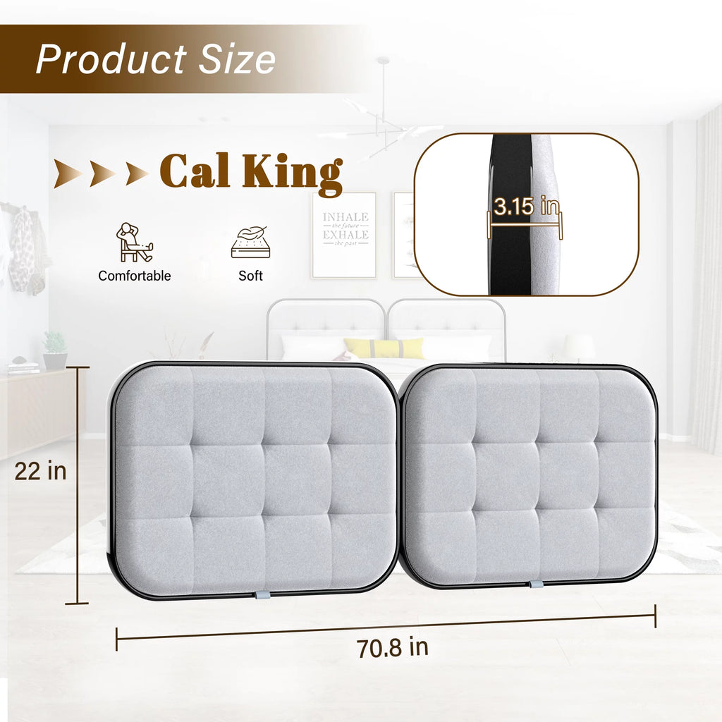 Upholstered Headboard for Cal King Size Bed, Velvet Fabric Gray C520861