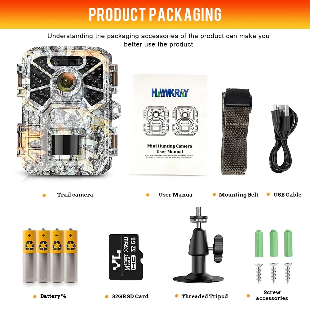 30MP 2K Infrared Night Vision Waterproof Trail Camera with 120° Wide Angle Lens M7029