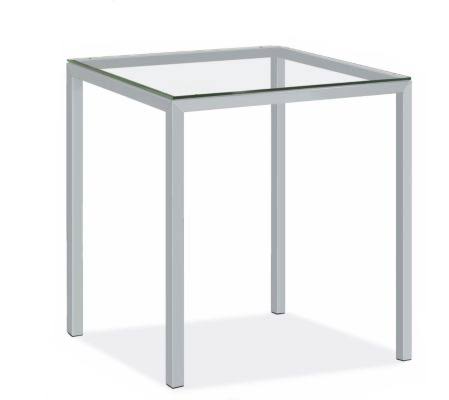 Patio Bar Table with Clear Tempered Glass Top and Silver Base O36482