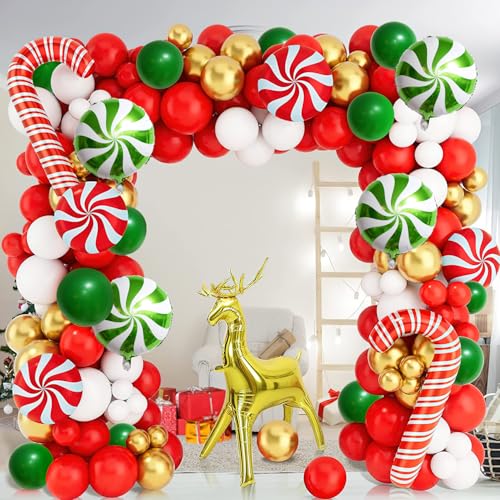 Red Green White Christmas Balloon Garland Arch Kit L74121
