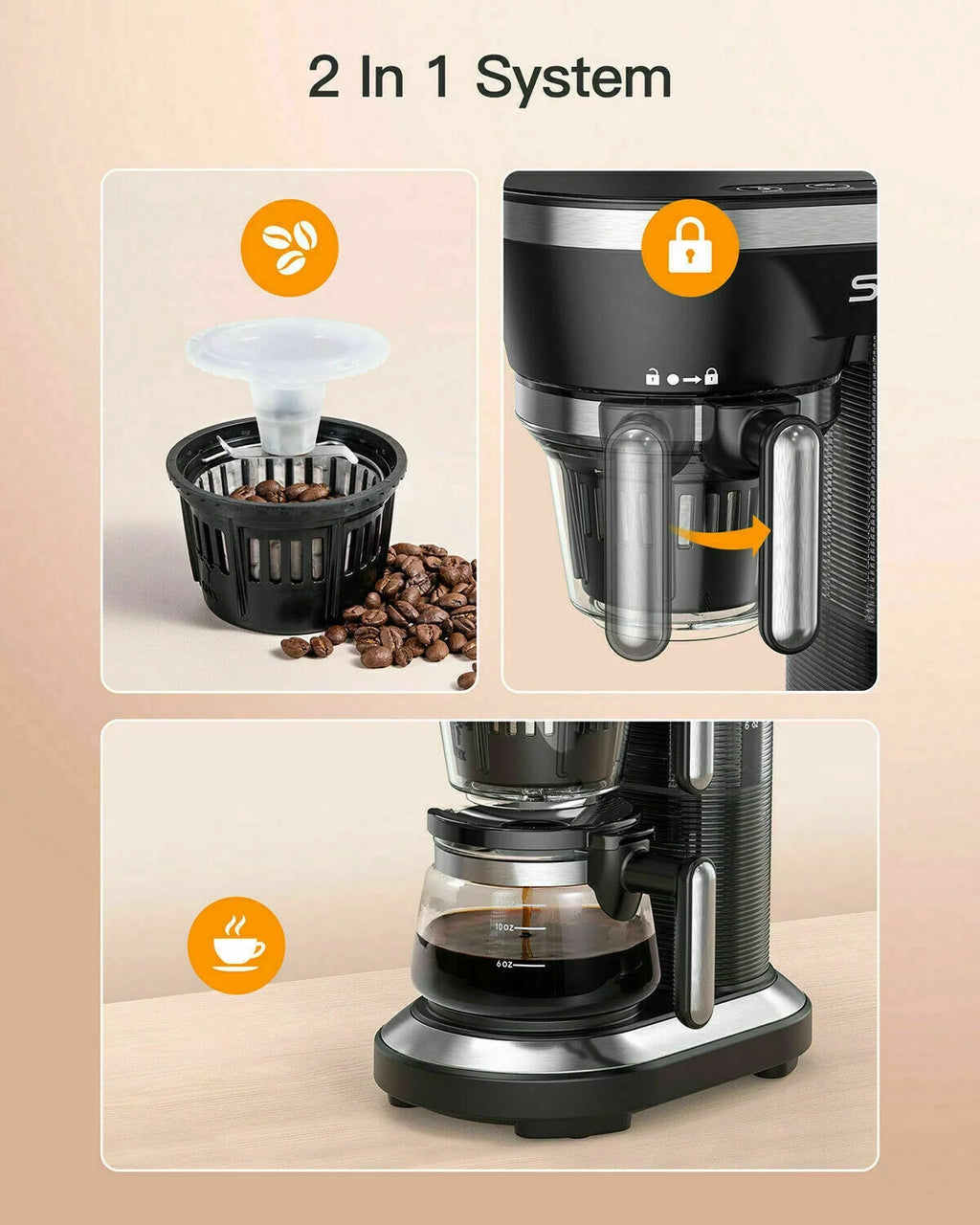 Automatic Coffee Maker & Grinder Single Cup Y46878