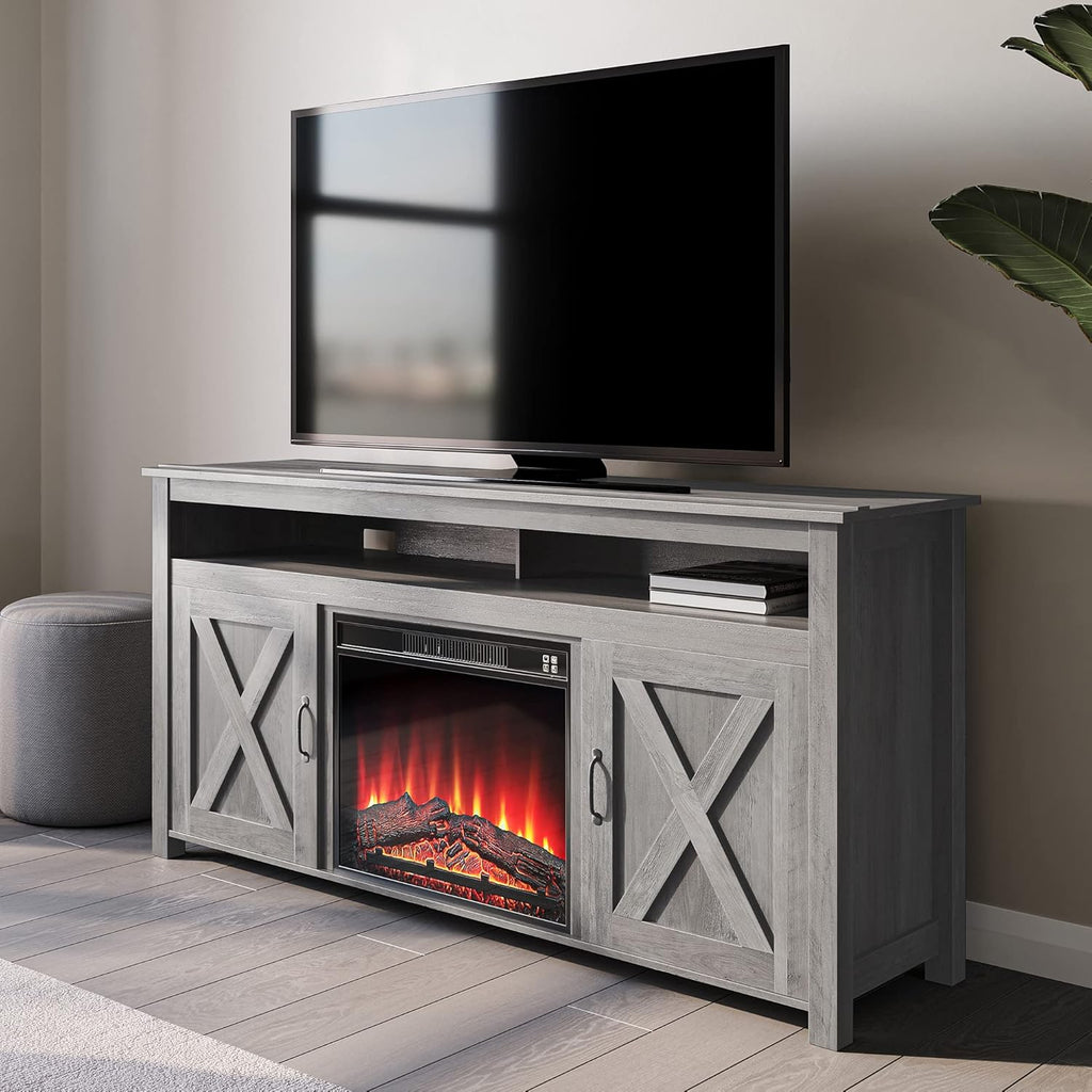 Wood Electric Fireplace TV Stand for TVs up to 65 Inches Y98481