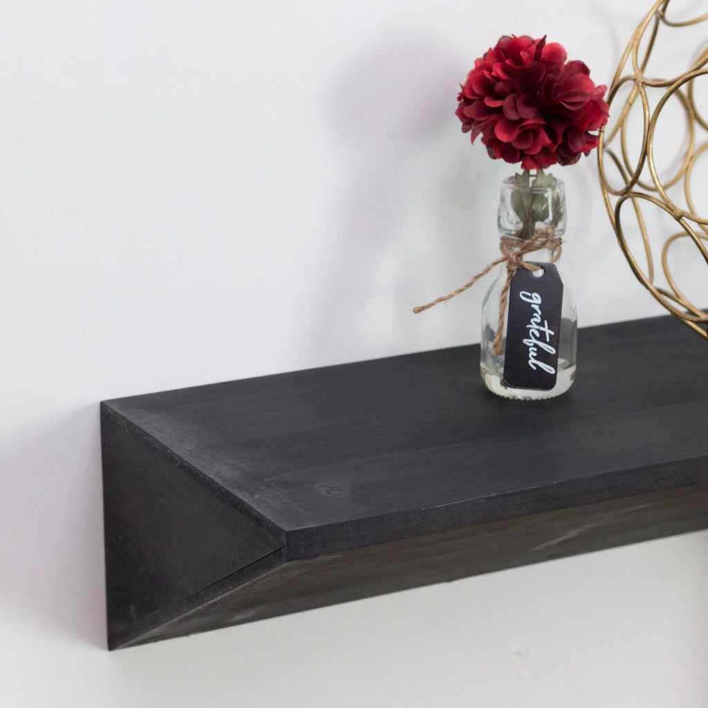 Large Black Wood Floating Wall Shelf L2016