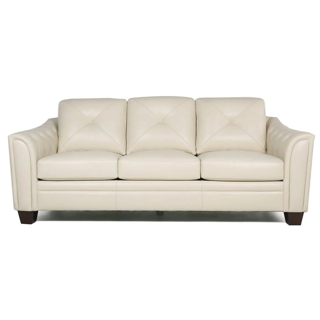 Tufted Leather Sofa In Ivory M986
