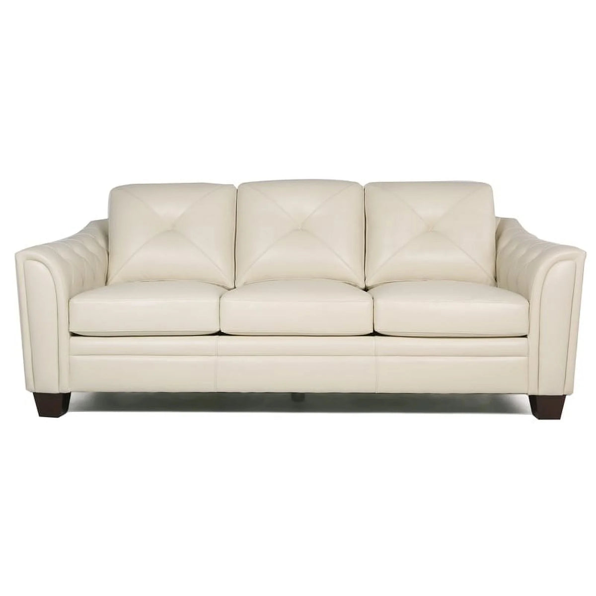 Tufted Leather Sofa In Ivory M986