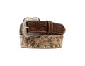 Brown Calf Hair Engraved Mens Belt Buckle Size 38 P44390