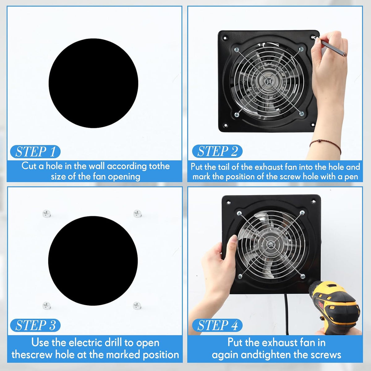 Black 6 Inch Exhaust Fan with Switch and Damper T104216