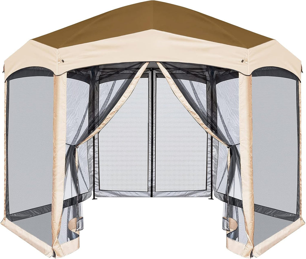 6 Sided Pop-Up Camping Gazebo with Mosquito Netting D82774