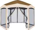 6 Sided Pop-Up Camping Gazebo with Mosquito Netting D82774