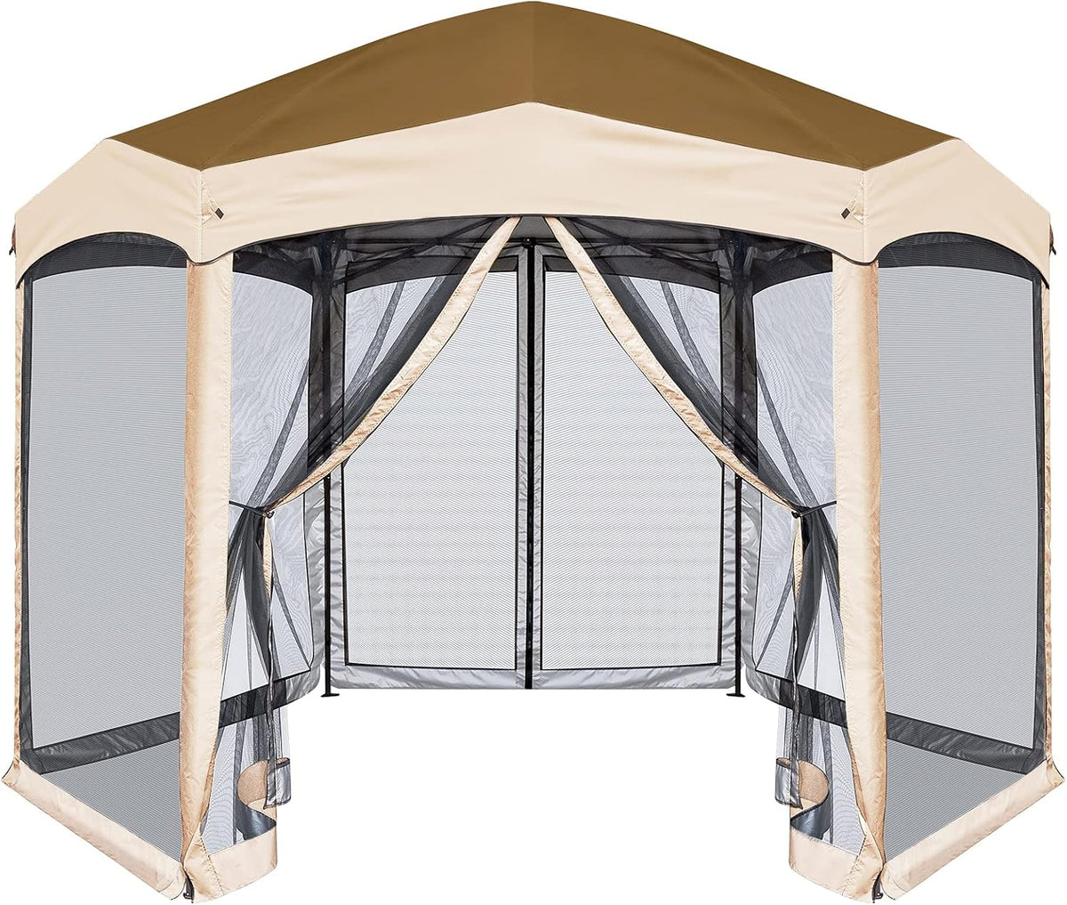 6 Sided Pop-Up Camping Gazebo with Mosquito Netting D82774
