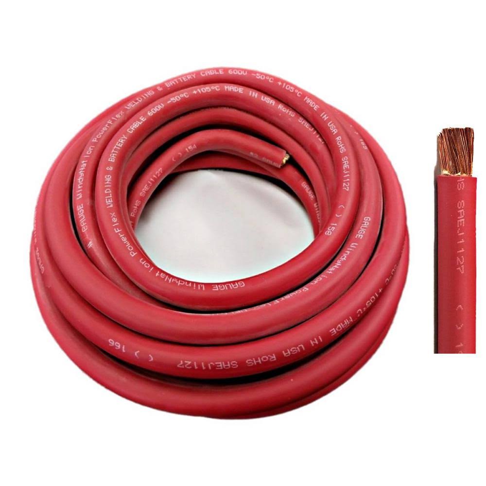 50 Feet Red Pure Copper Flexible Welding Cable Wire G538