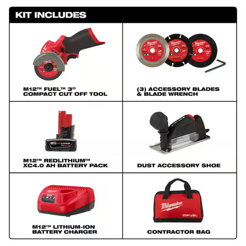 12V Cordless Cut Off Saw Kit with Service Light S34079