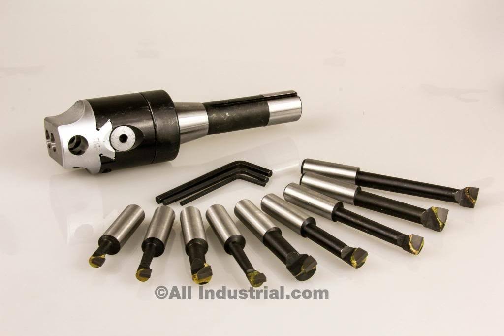 2 Boring Head Set with R8 Shank and 1/2 Carbide Bar Tool W242