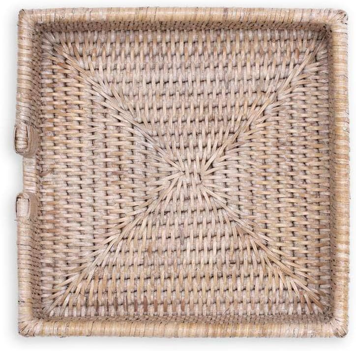 White Natural Rattan Luncheon Napkin Holder, Pack of 2 I372