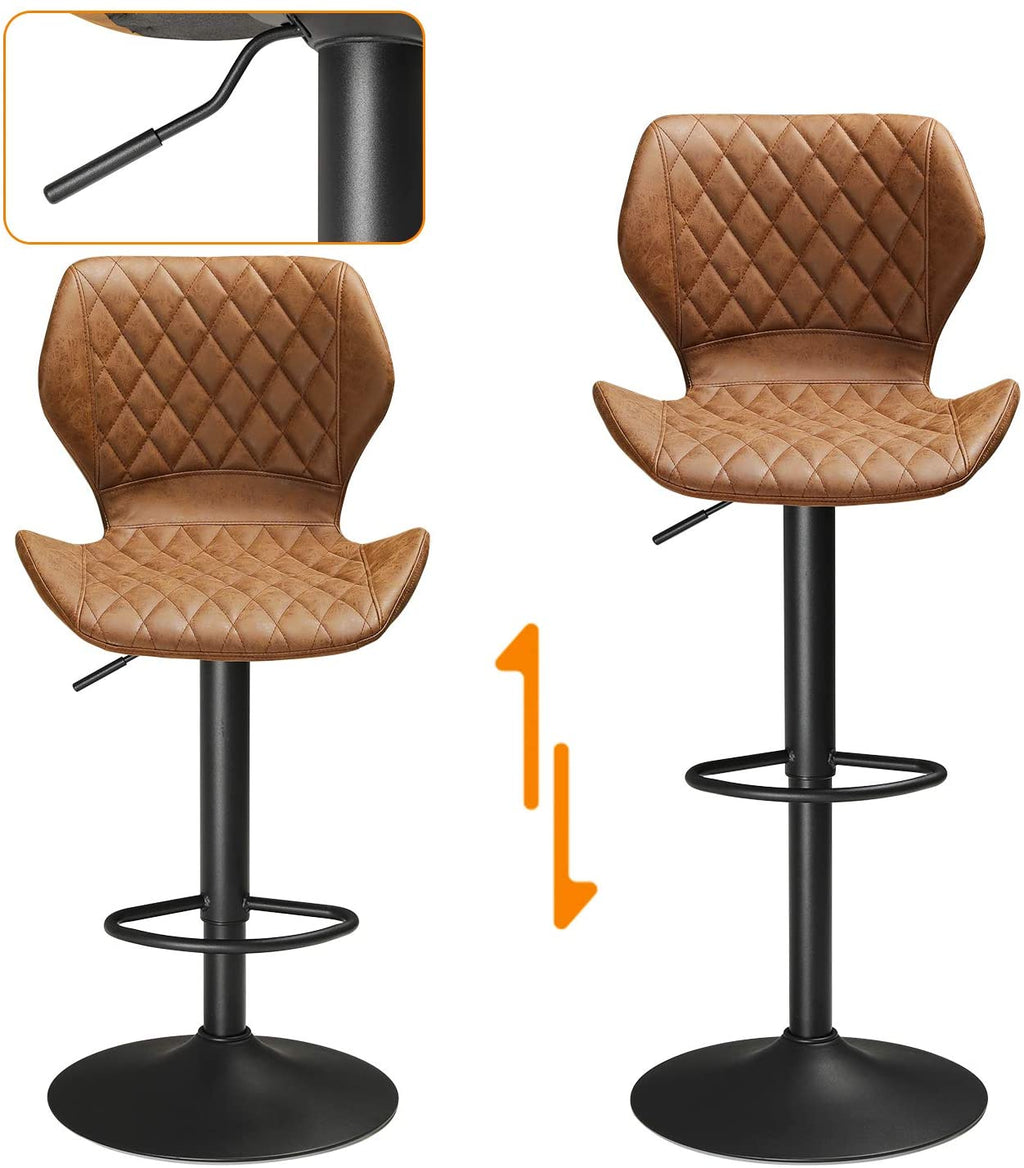 Set of 2 Adjustable PU Leather Bar Stools T274