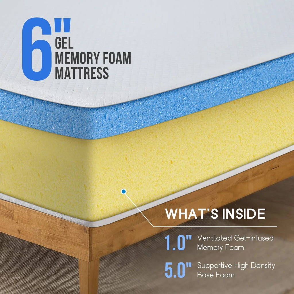 Twin 6 inch Gel Memory Foam Mattress Q677431