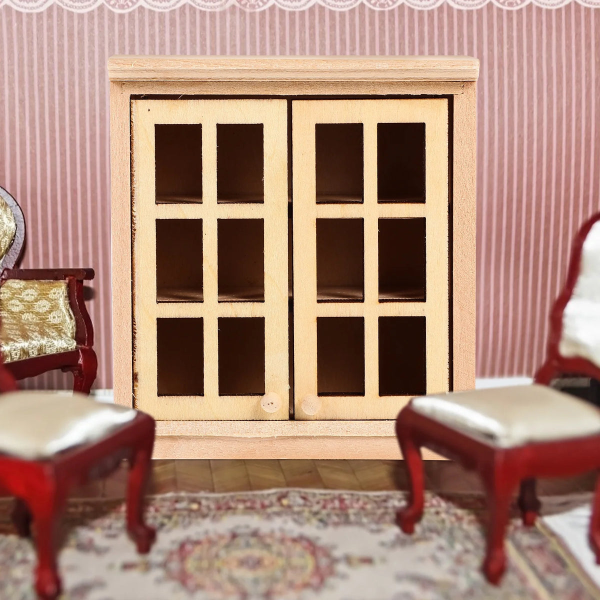 Armless Love Chair Dollhouse Furniture Wood 2 Count W4820