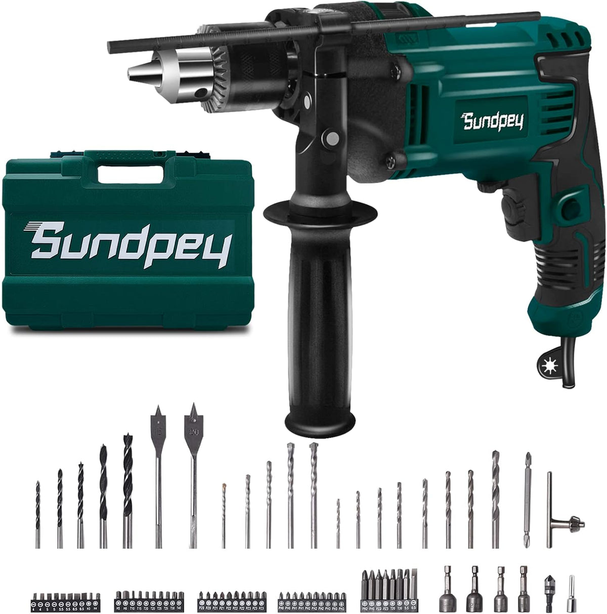 1/2 Inch 710W Variable Speed Corded Hammer Drill Two Mode Depth Gauge Pack of 2 D220