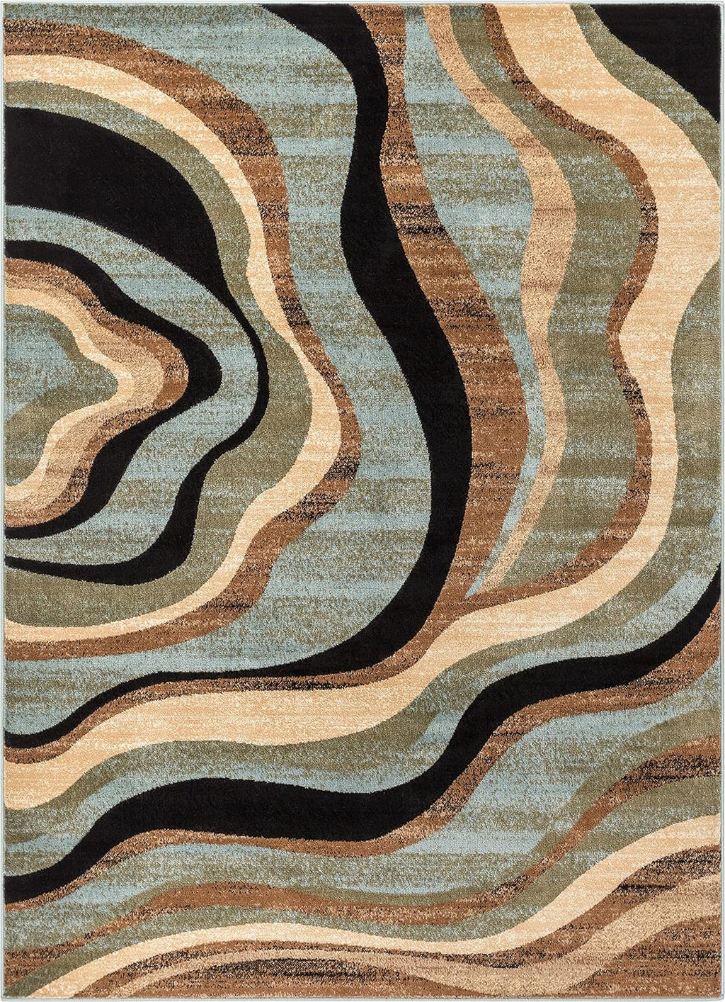 Blue Brown Geometric Area Rug 9x13 D45898