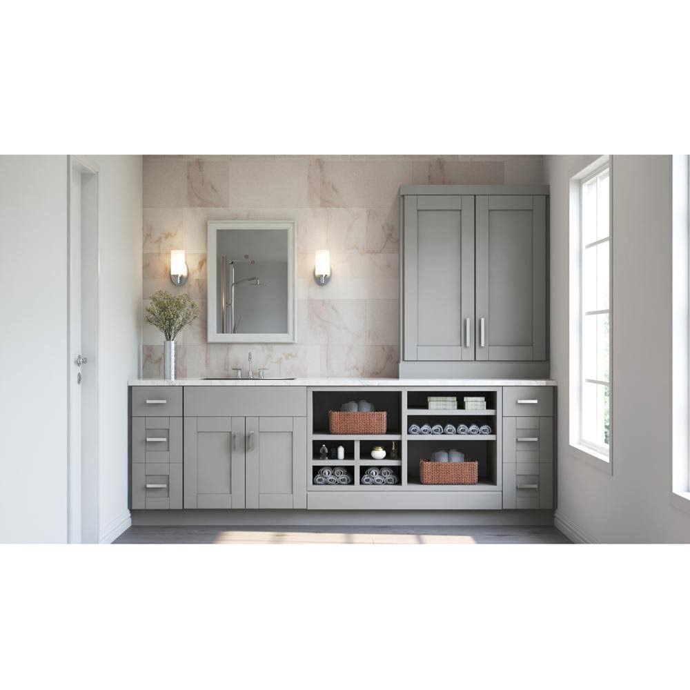 Shaker Assembled Pantry Kitchen Cabinet in Dove Gray N79487