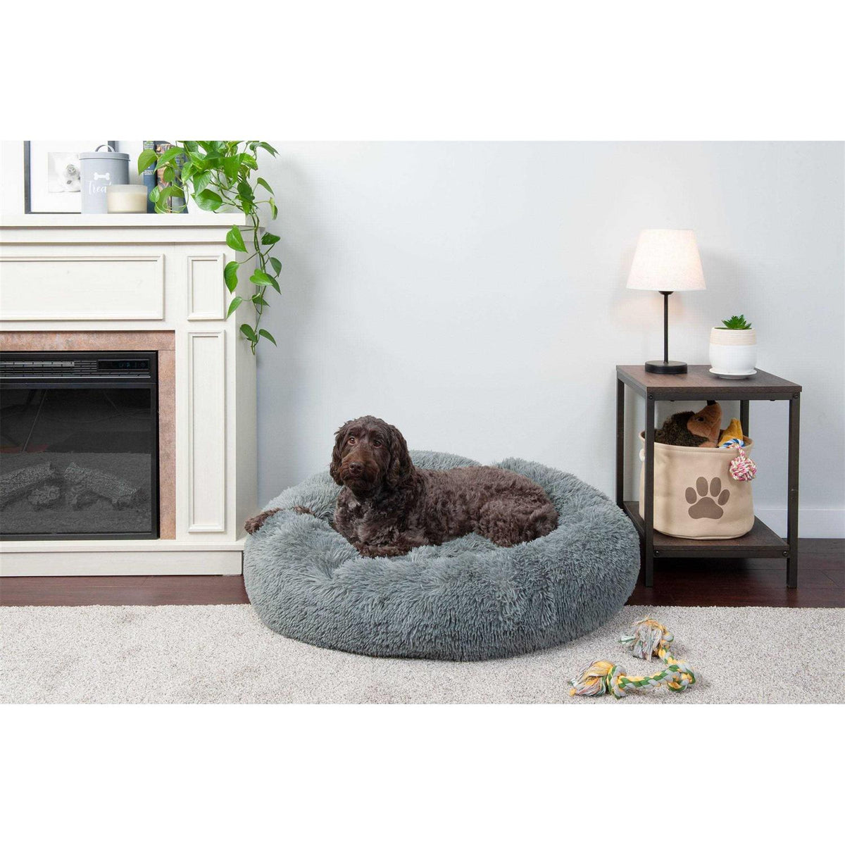 Calming Cuddler Long Fur Donut Dog Bed S3595