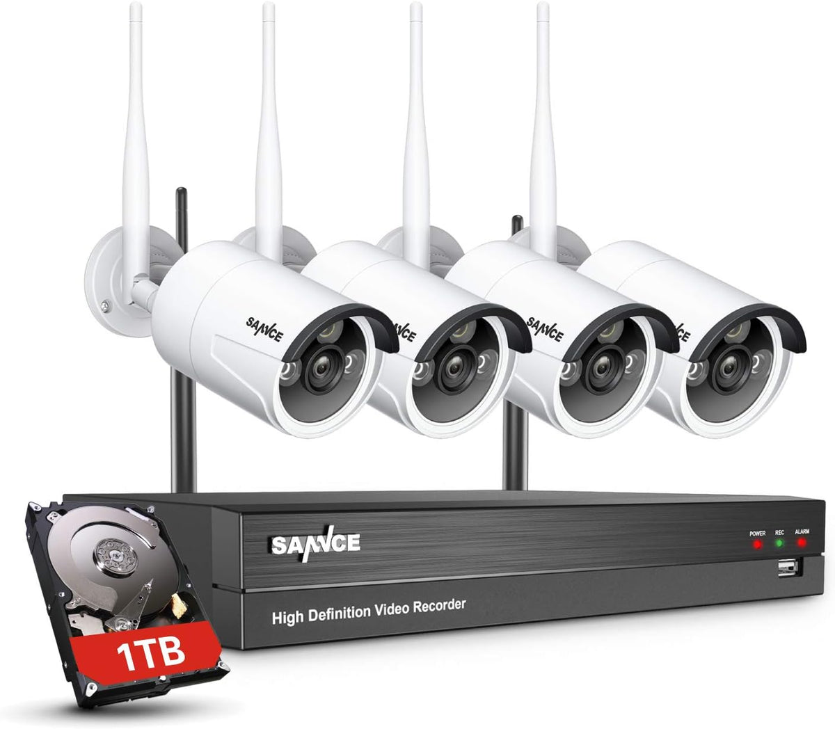 1080p 8 Channel Wireless Security Camera System with 4 Pcs Outdoor IP Cameras B6788
