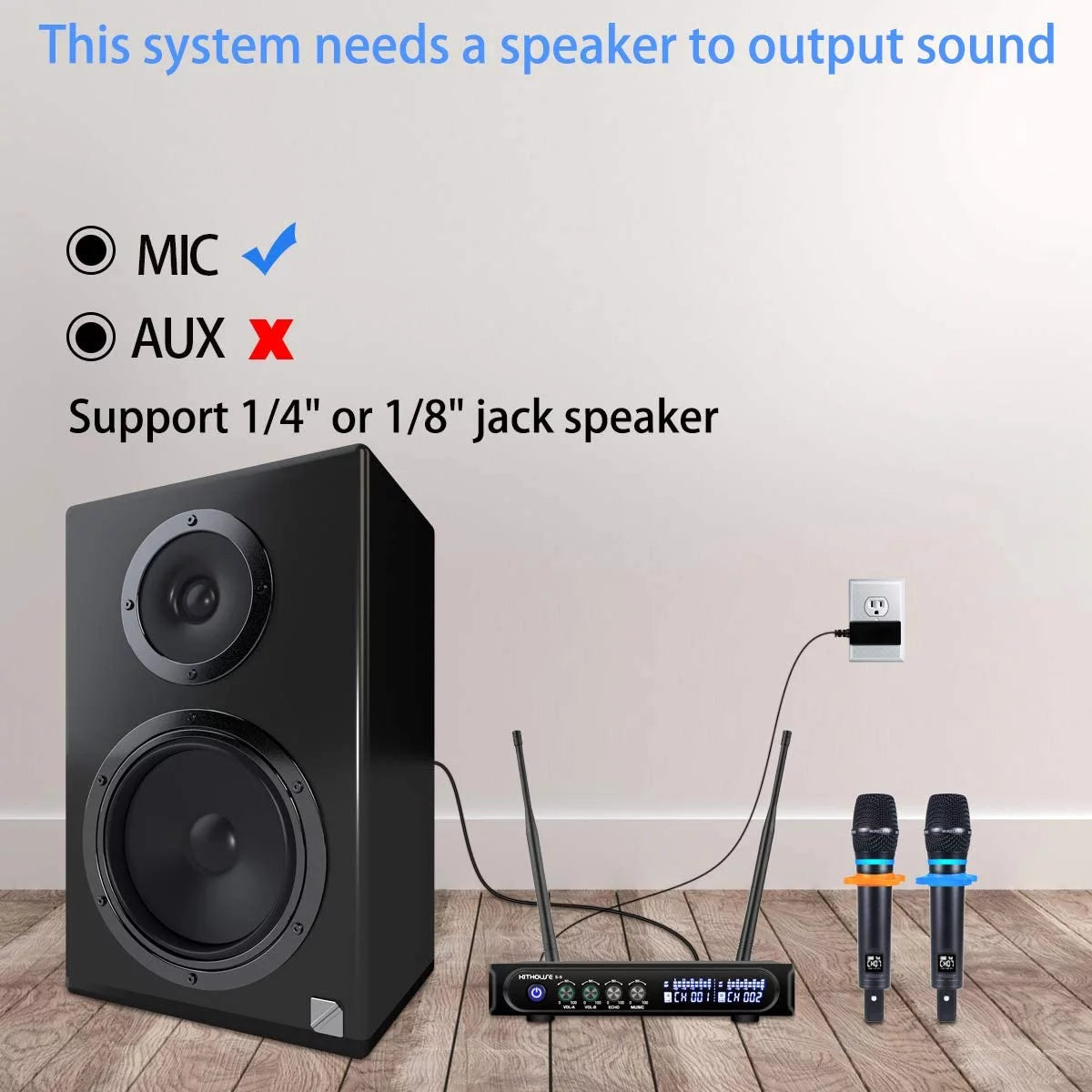 Rechargeable Wireless Microphone System with Bluetooth Receiver A155309