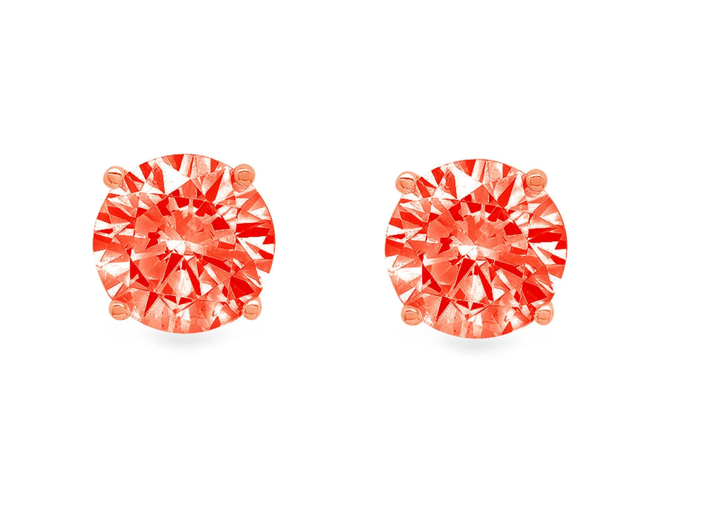 1.5 ct Round Cut Solitaire Studs VVS1 Red Simulated Diamond Solid 18K Pink Rose Gold Earrings C568682