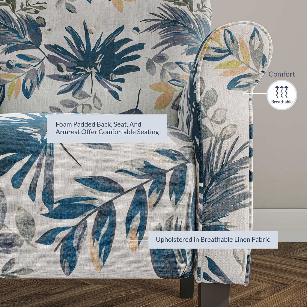 Blue Floral Accent Armchair E1459