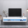 White Wall Mounted Floating TV Stand with 20 Color LEDs O21222