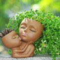 Black Head Resin Flower Pot F31333